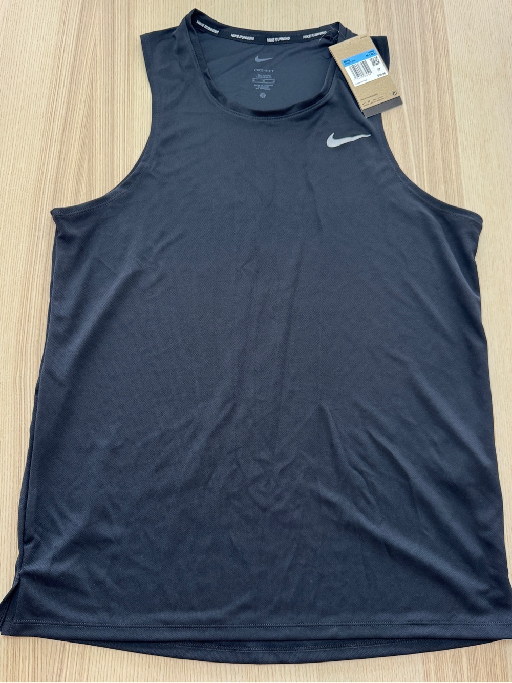 Nike Running Black Men's Sleeveless Training Tank with Silver Swoosh
